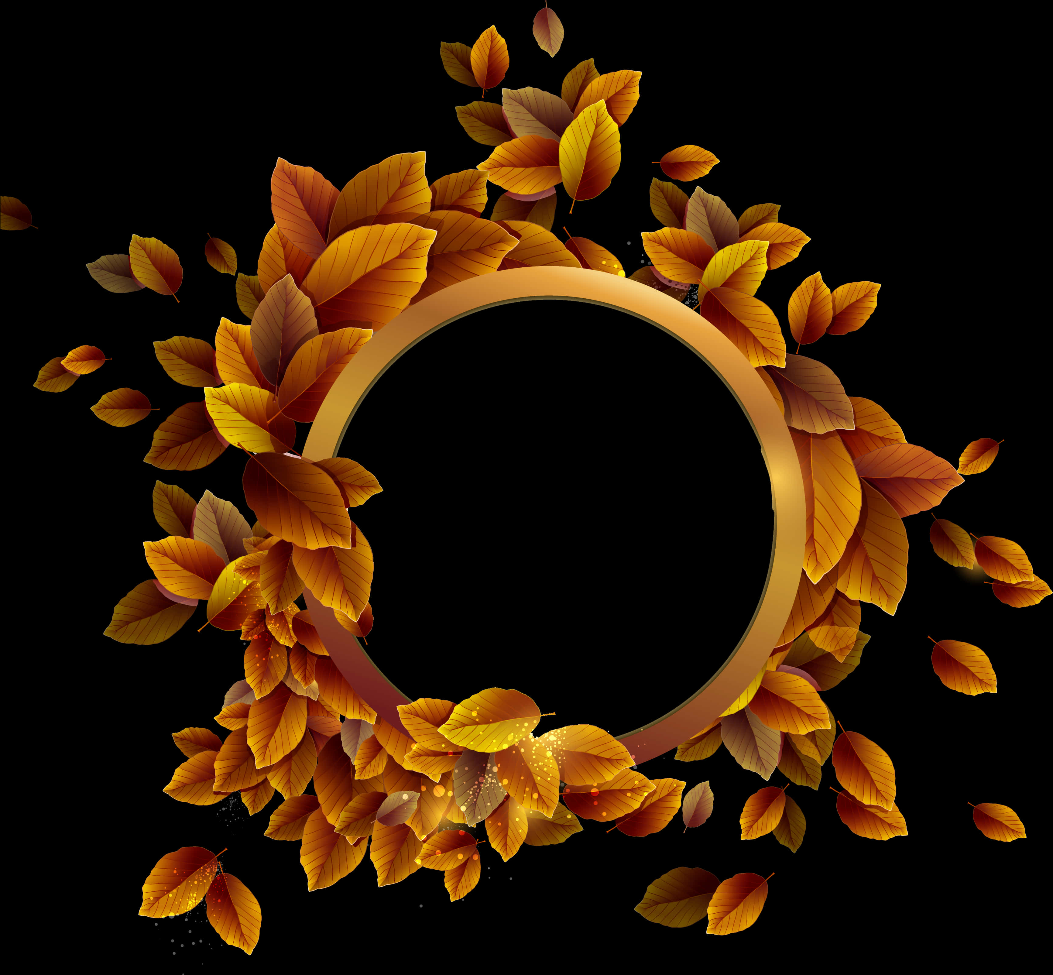 Autumn Leaves Round Frame