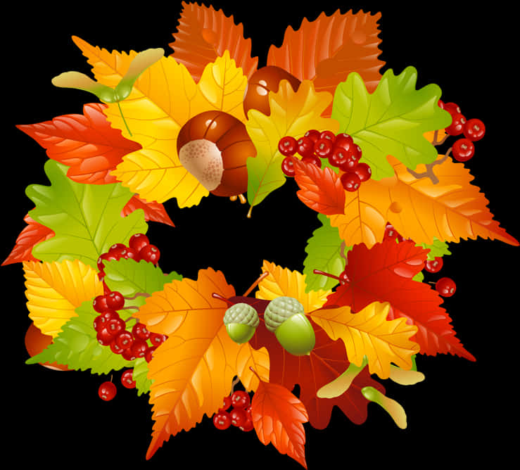 Clip Art Autumn Wreaths - Fall Leaf Wreath Clipart, HD Png Download PNG with transparent background