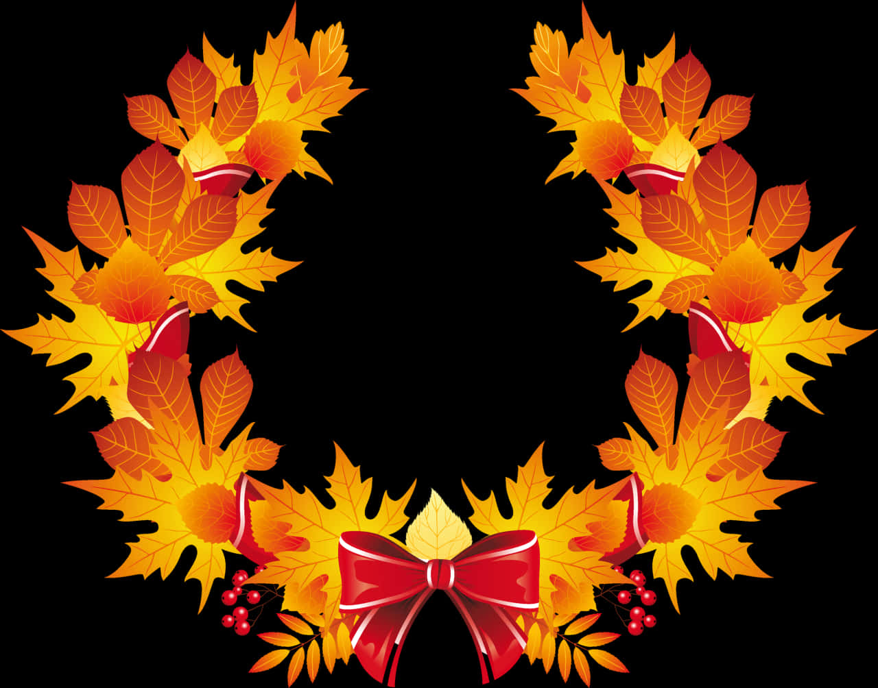Fall Wreath Clipart - Fall Leaf Wreath Clipart, HD Png Download PNG with transparent background
