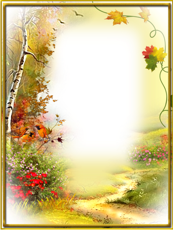 Autumn Pathway Frame PNG with transparent background