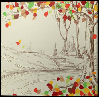 Autumn Sketch_ Colorful Leaves PNG with transparent background