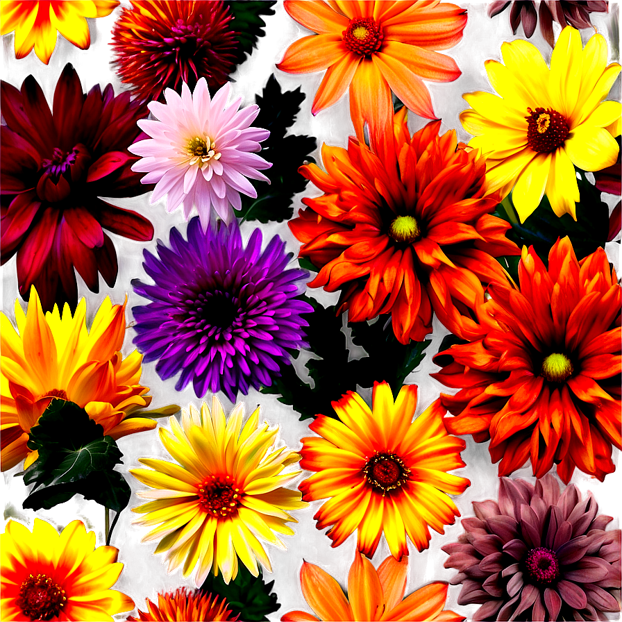 Autumn Spectrum Flowers Png 77