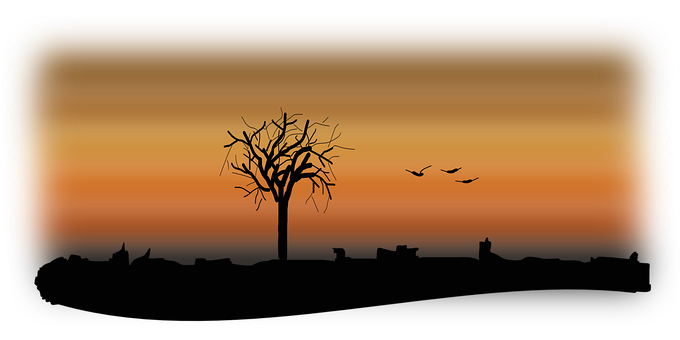 Autumn Sunset Silhouette