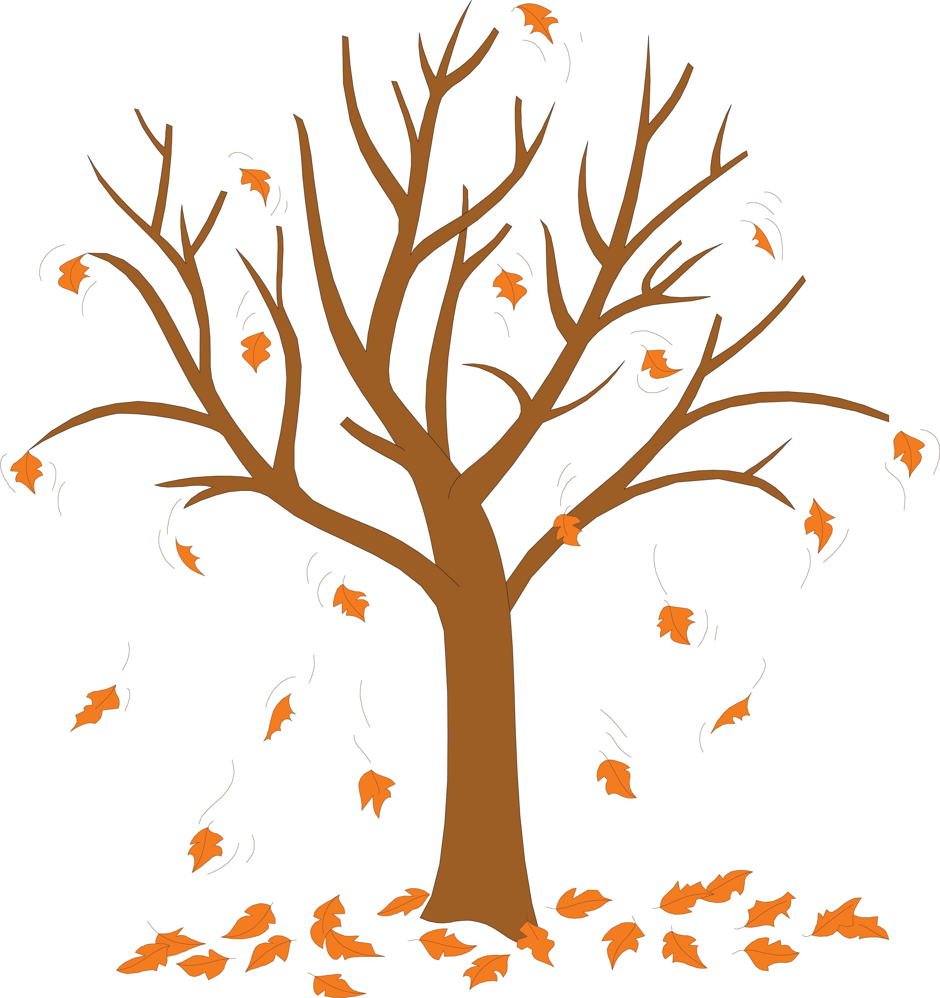 Trees Without Leaves Coloring Pages - Tree With Leaves Falling Off, HD Png Download PNG with transparent background