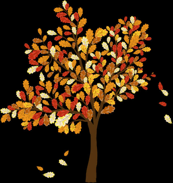 Autumn_ Tree_ Falling_ Leaves PNG with transparent background