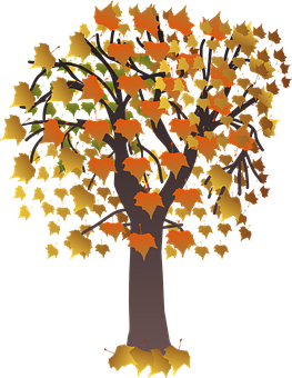 Autumn Tree Illustration PNG with transparent background