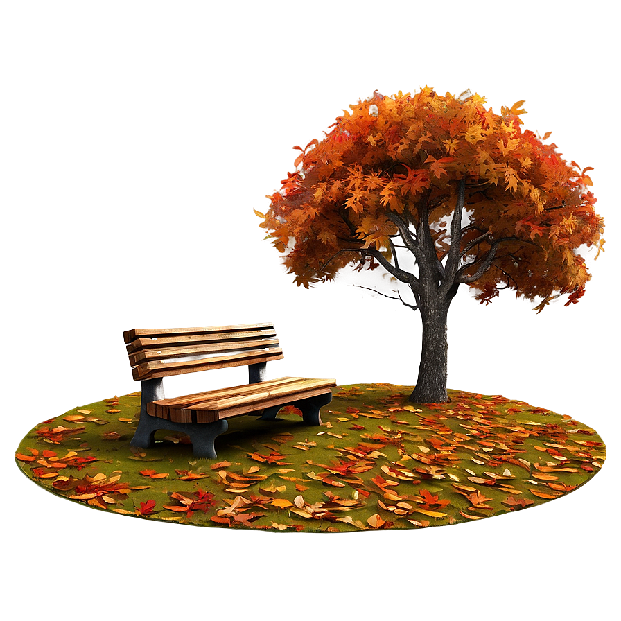 Autumn Tree With Bench Png Tww48