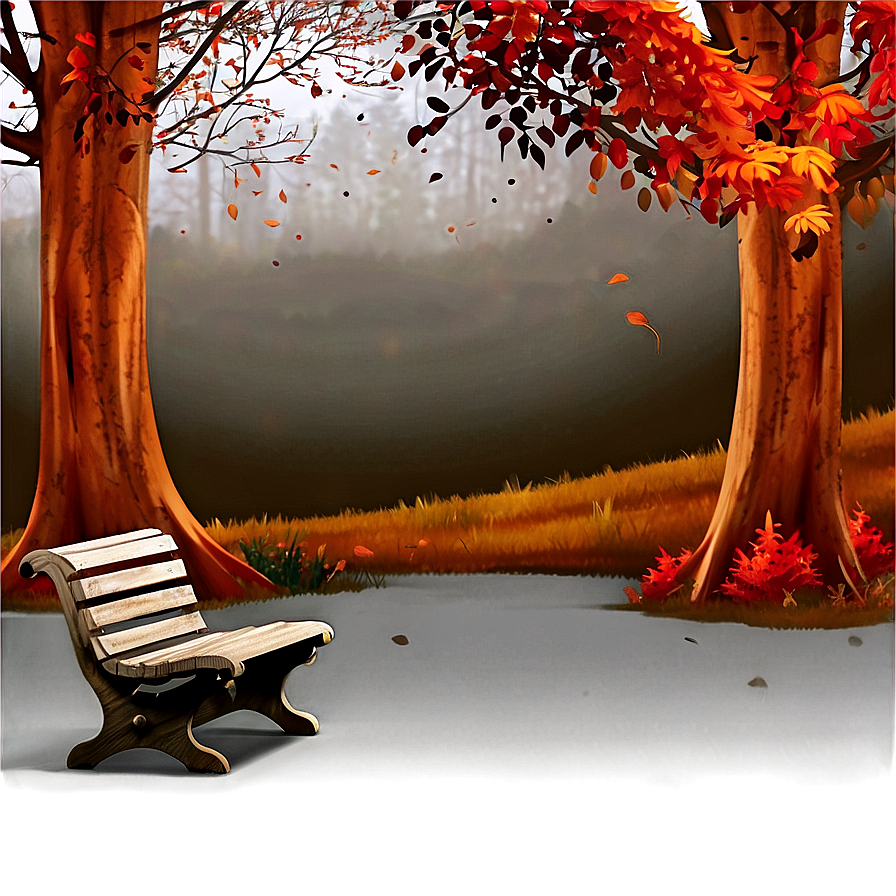 Autumn Tree With Bench Png Xdu33