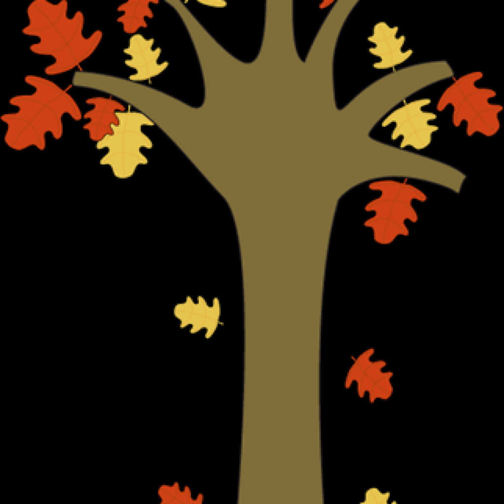 Autumn_ Tree_with_ Falling_ Leaves PNG with transparent background