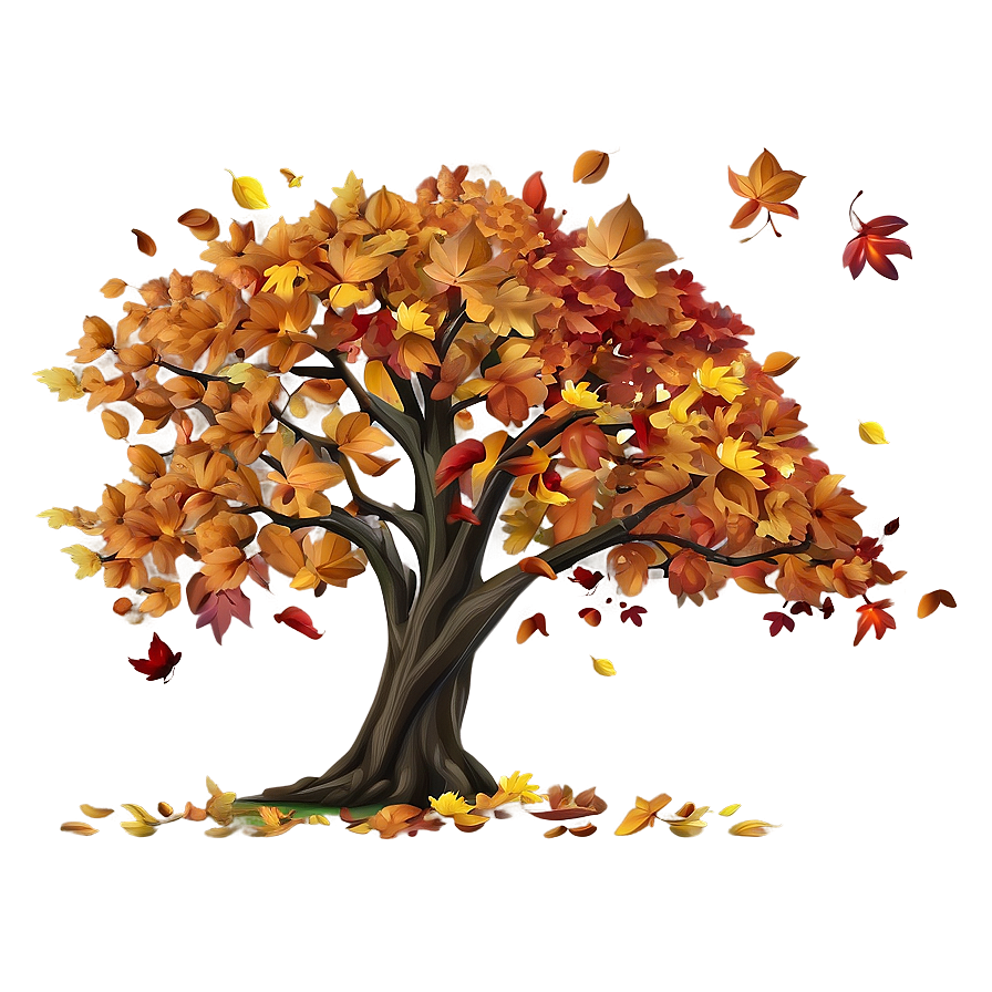 Autumn Tree With Falling Leaves Png 06122024