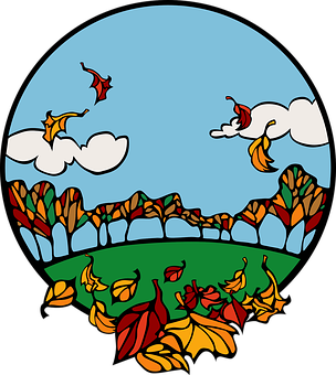Autumnal Circle Vector Art PNG with transparent background