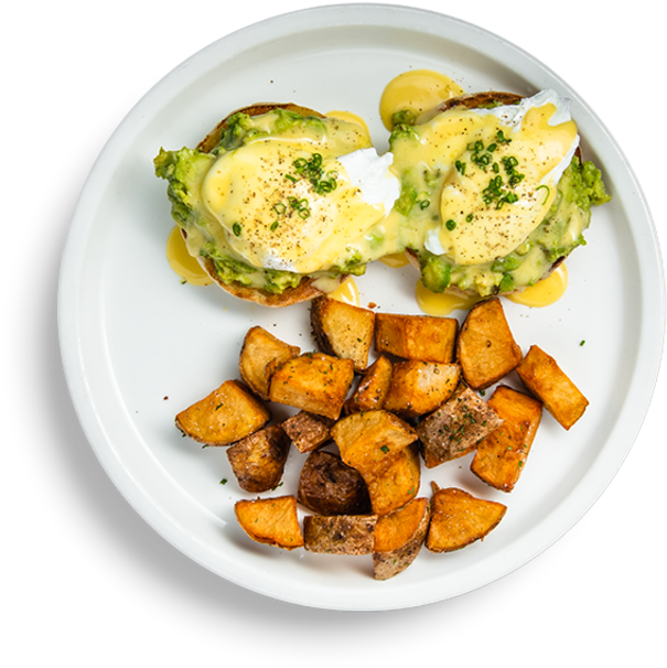 Avocado Eggs Benedictwith Potatoes