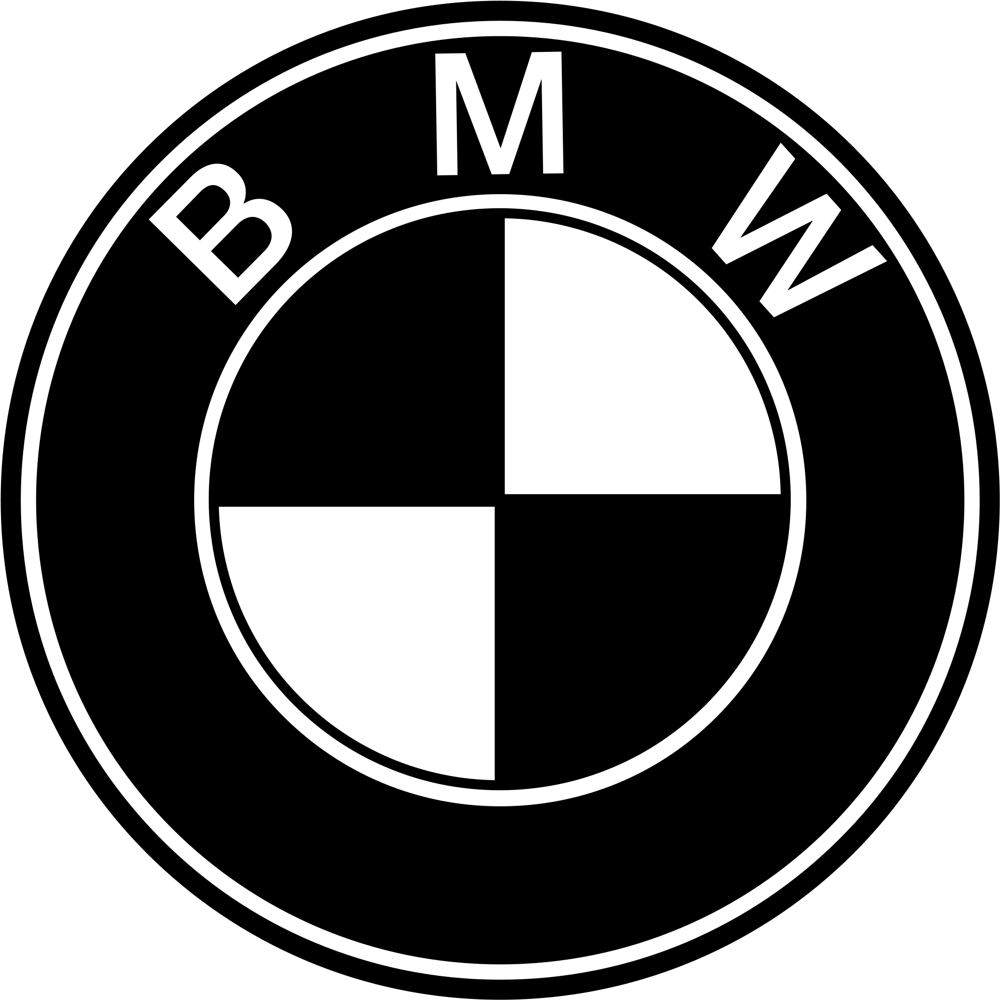 B M W Logo Blackand White PNG with transparent background
