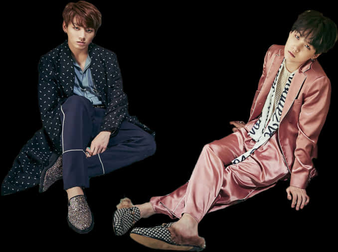 B T S Duoin Stylish Outfits PNG with transparent background