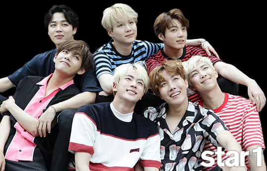 B T S Group Pose Atstar1 Magazine PNG with transparent background