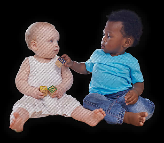 Babies Playing With Blocks