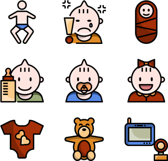 Baby Activity Icons Set PNG with transparent background