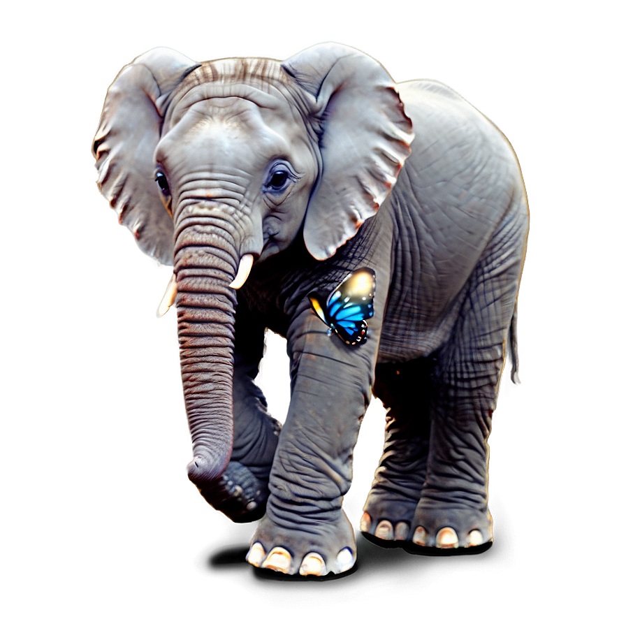 Baby Elephant With Butterfly Png 71