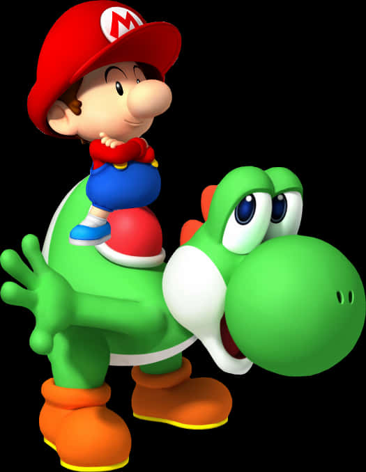 Baby Mario Riding Yoshi