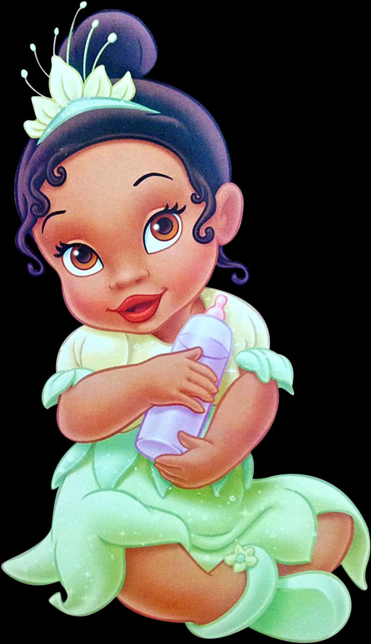 Baby Princess Tianawith Bottle PNG with transparent background
