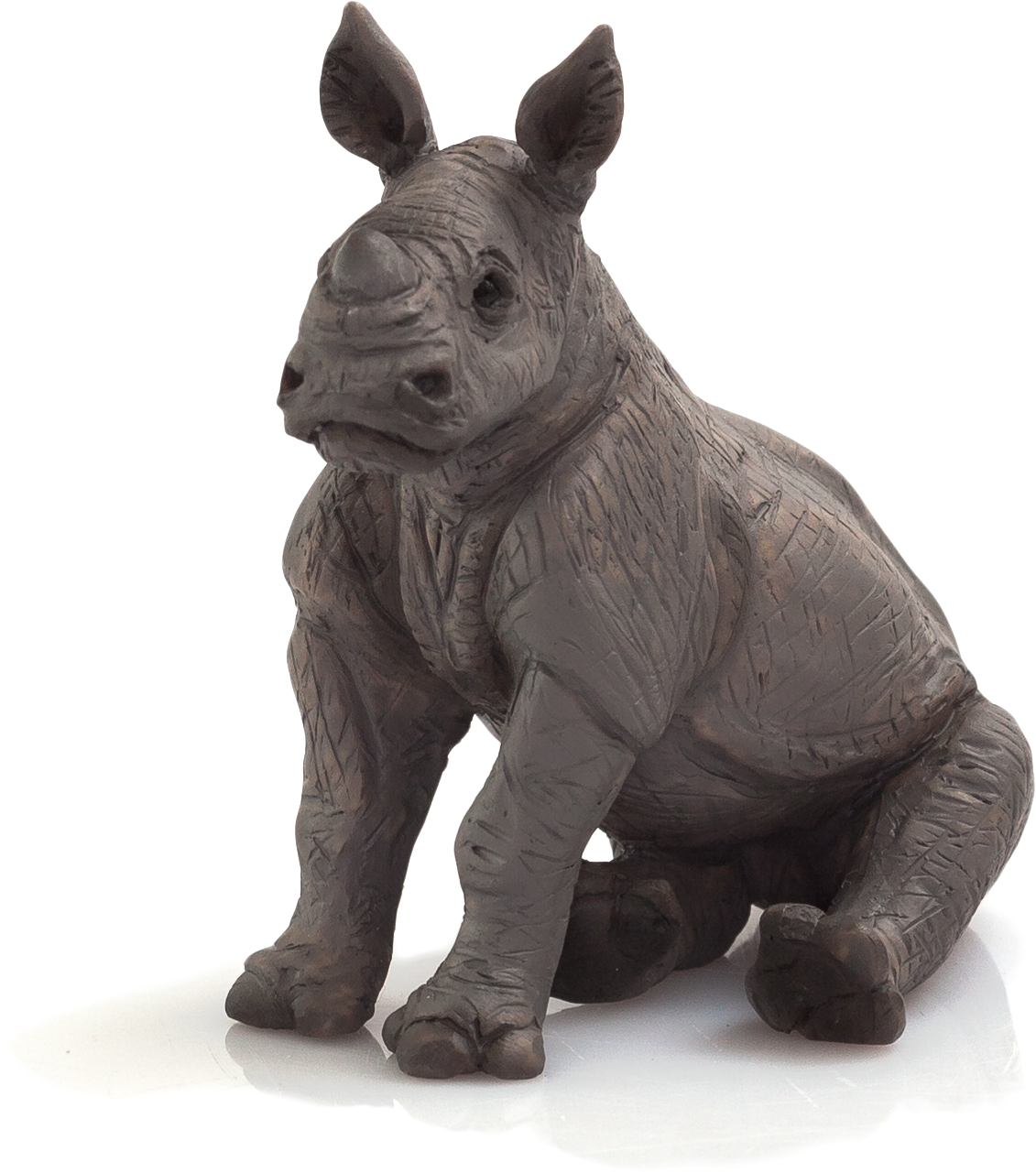 Baby Rhinoceros Figurine Teal Background