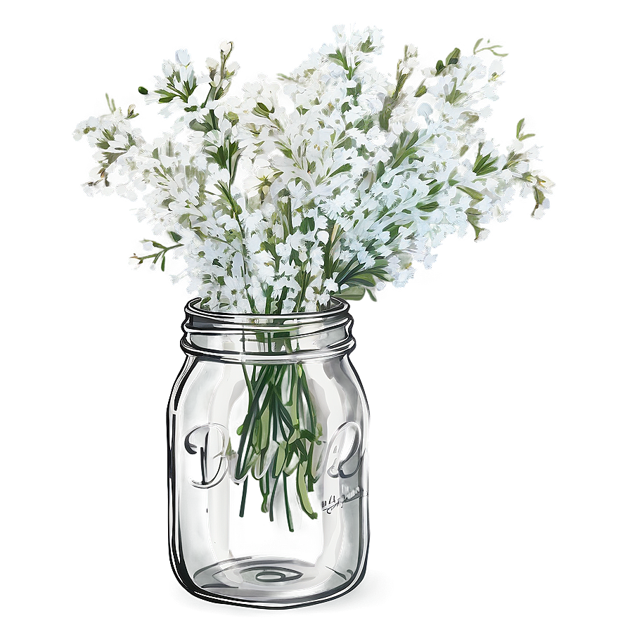 Baby's Breath In Mason Jar Png 06212024