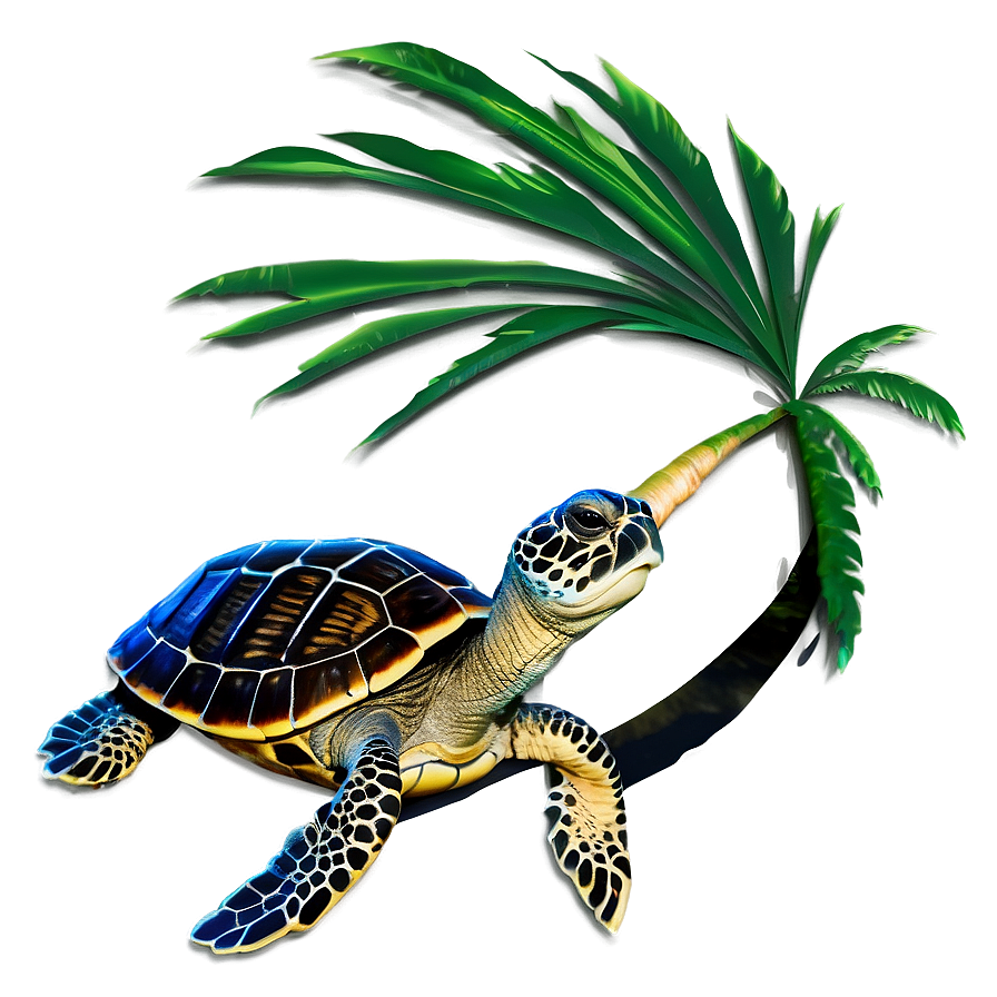 Baby Turtle And Palm Tree Png Jik