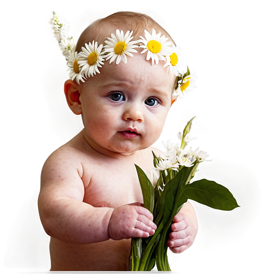 Baby With Flowers Png 05032024