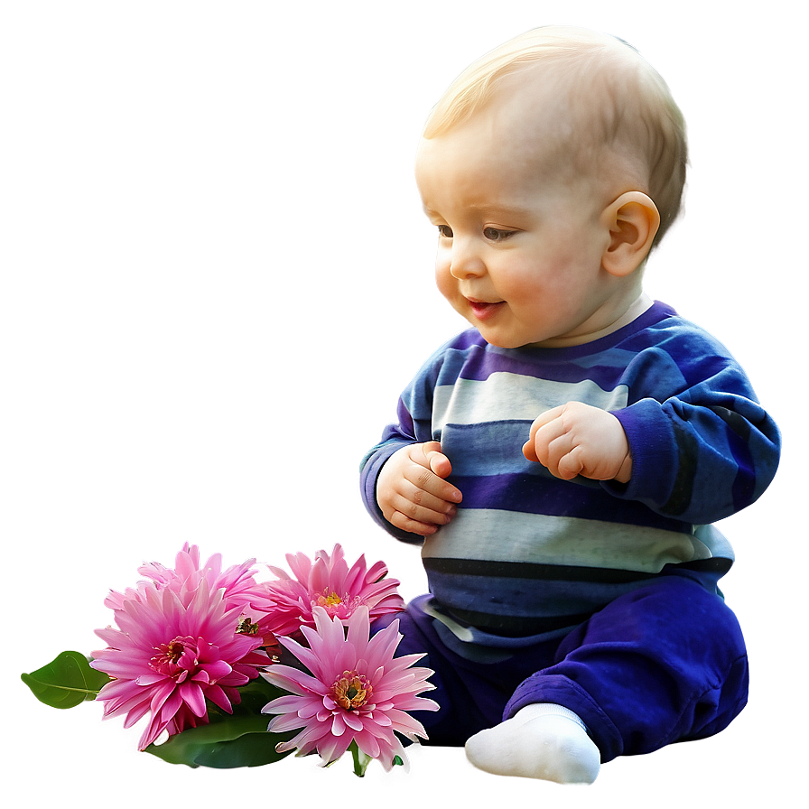 Baby With Flowers Png 05032024