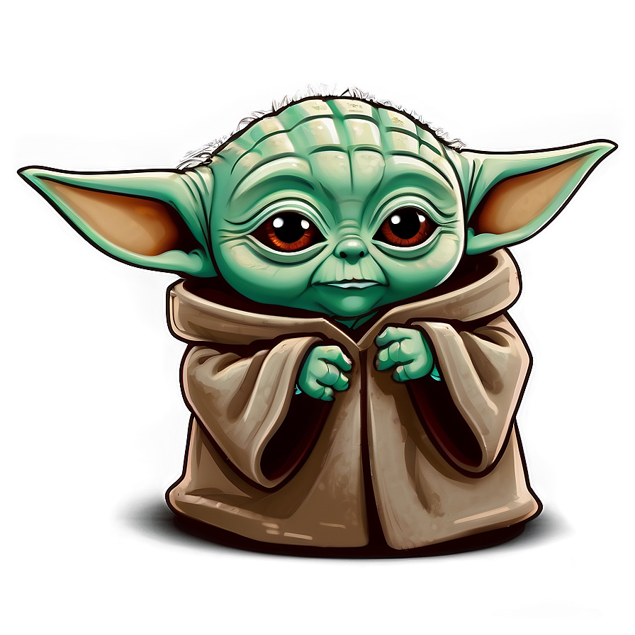 Baby Yoda Cartoon Fan Art PNG 06252024 PNG image with a transparent background, free high-resolution download