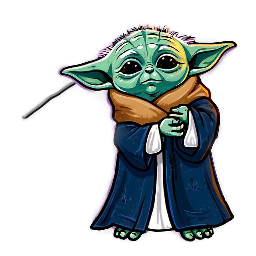 Baby Yoda Cartoon In Robe Png Dcy10