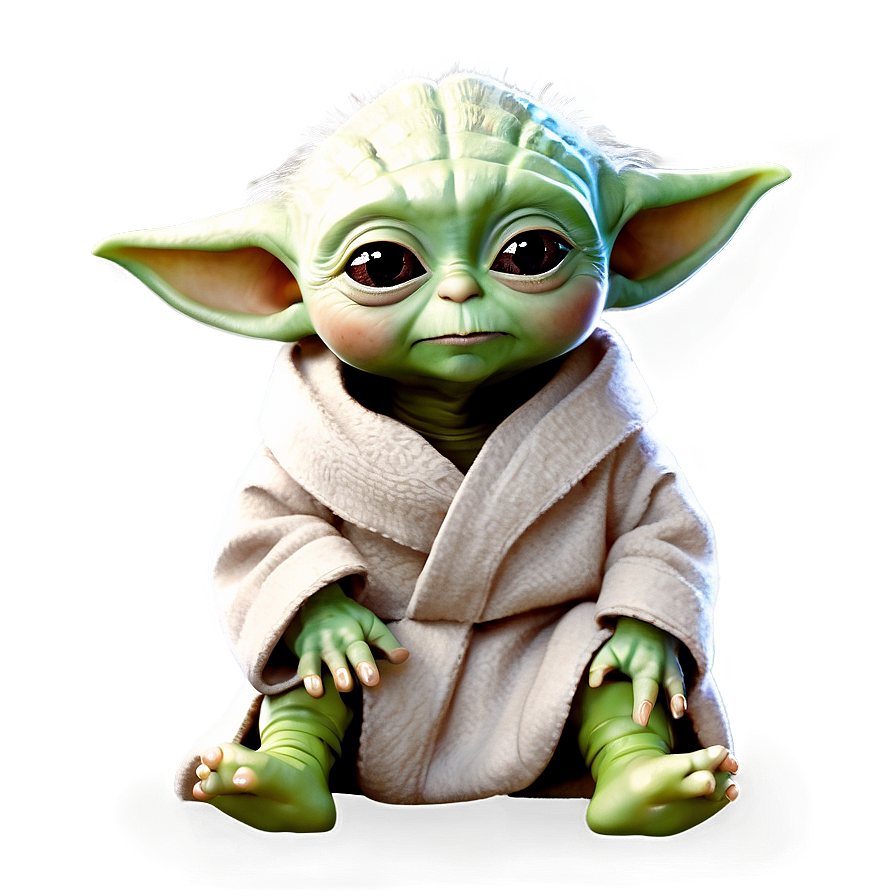 Baby Yoda Cartoon Sitting Pose Png 23