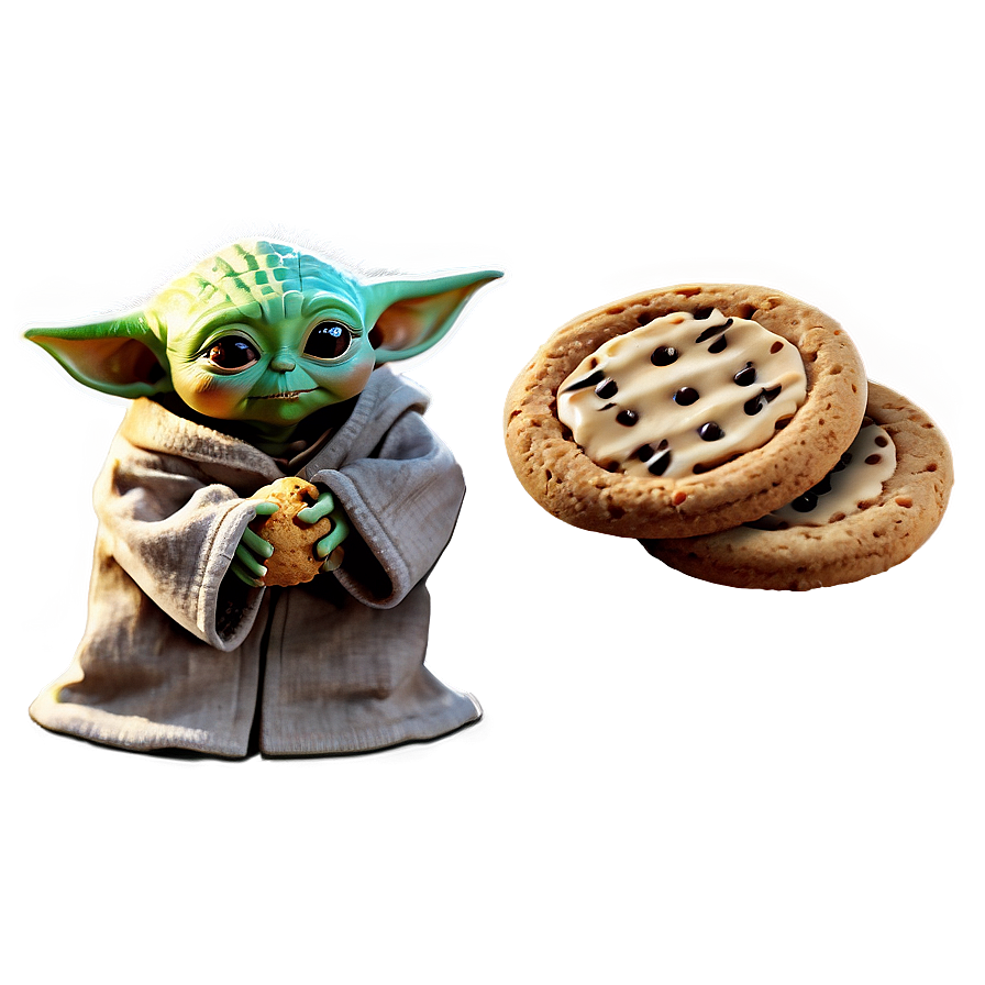 Baby Yoda Cartoon with Cookie PNG 06252024 PNG image with a transparent background, free high-resolution download