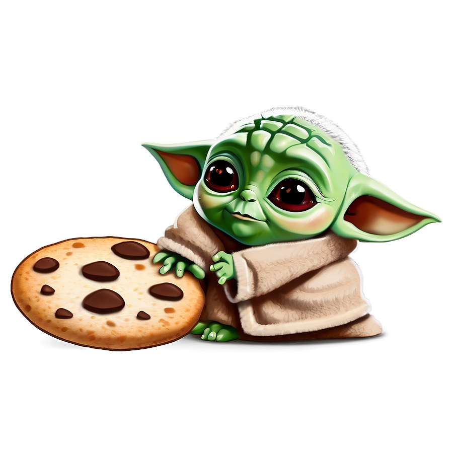 Baby Yoda Cartoon With Cookie Png 24