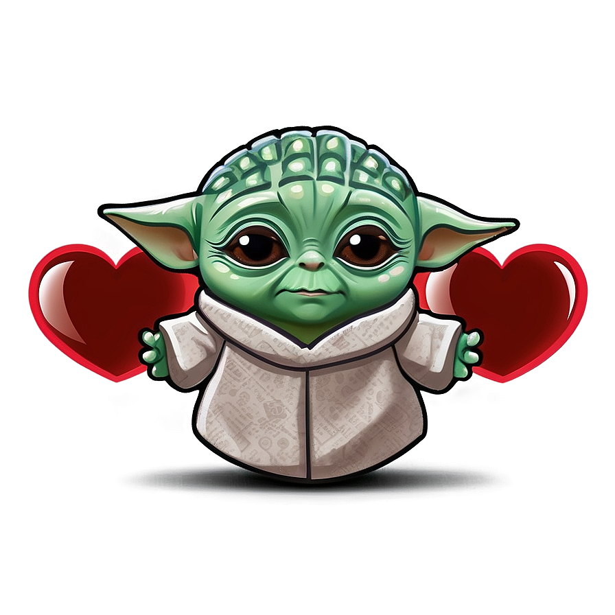 Baby Yoda Cartoon With Heart Png Cwu