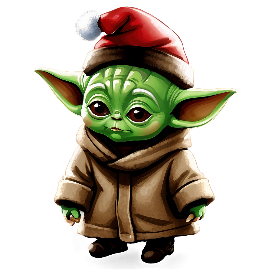 Baby Yoda Christmas Theme Cartoon Png 4