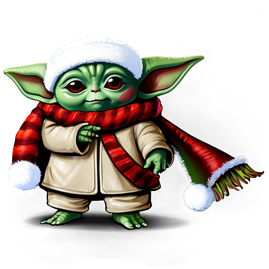 Baby Yoda Christmas Theme Cartoon Png 79