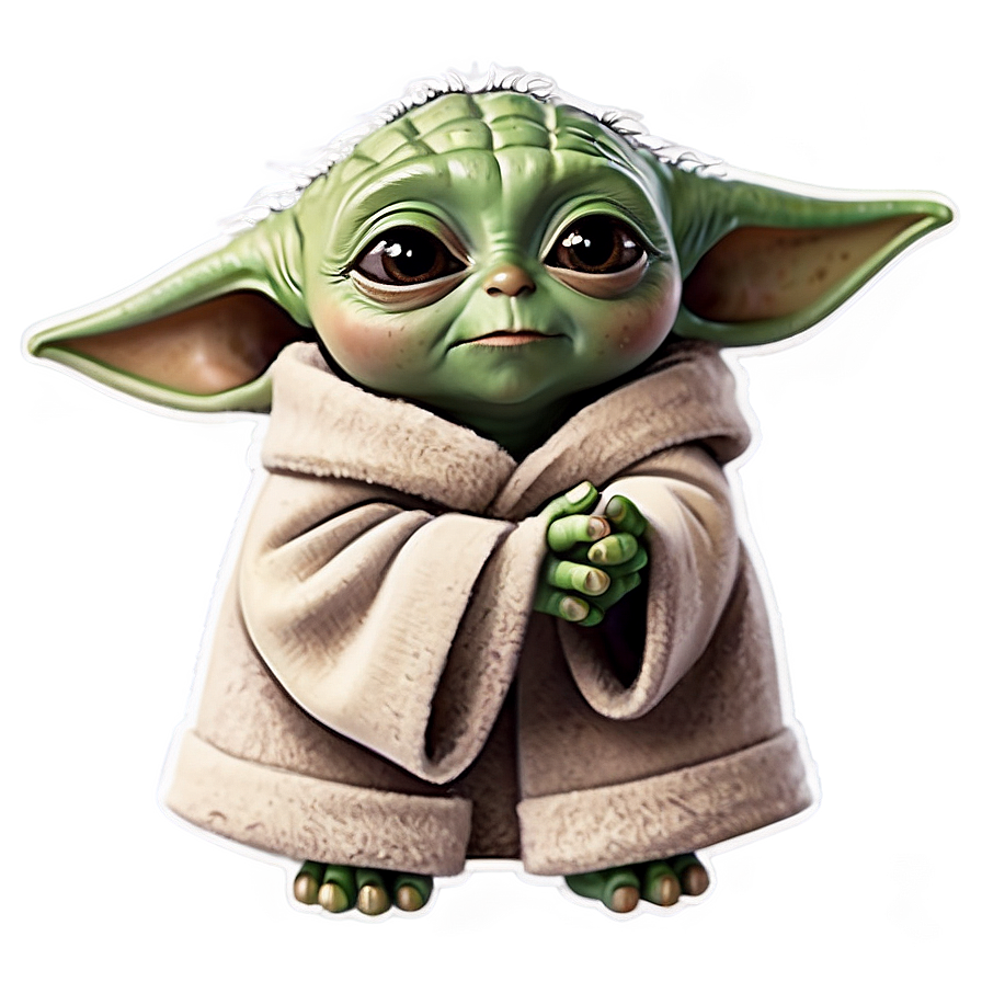 Baby Yoda Cute Pose Cartoon Png Tne