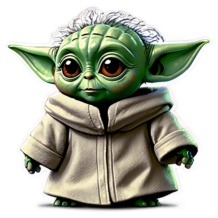 Baby Yoda Happy Expression Cartoon Png 06252024