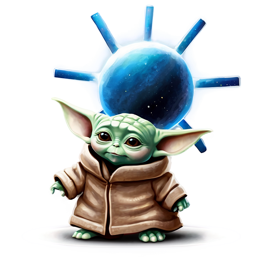 Baby Yoda Under Stars Png Xlb