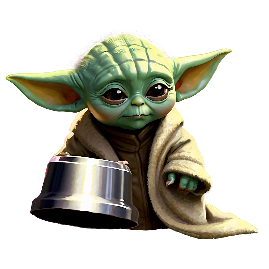 Baby Yoda with Cup PNG 05062024 PNG with transparent background