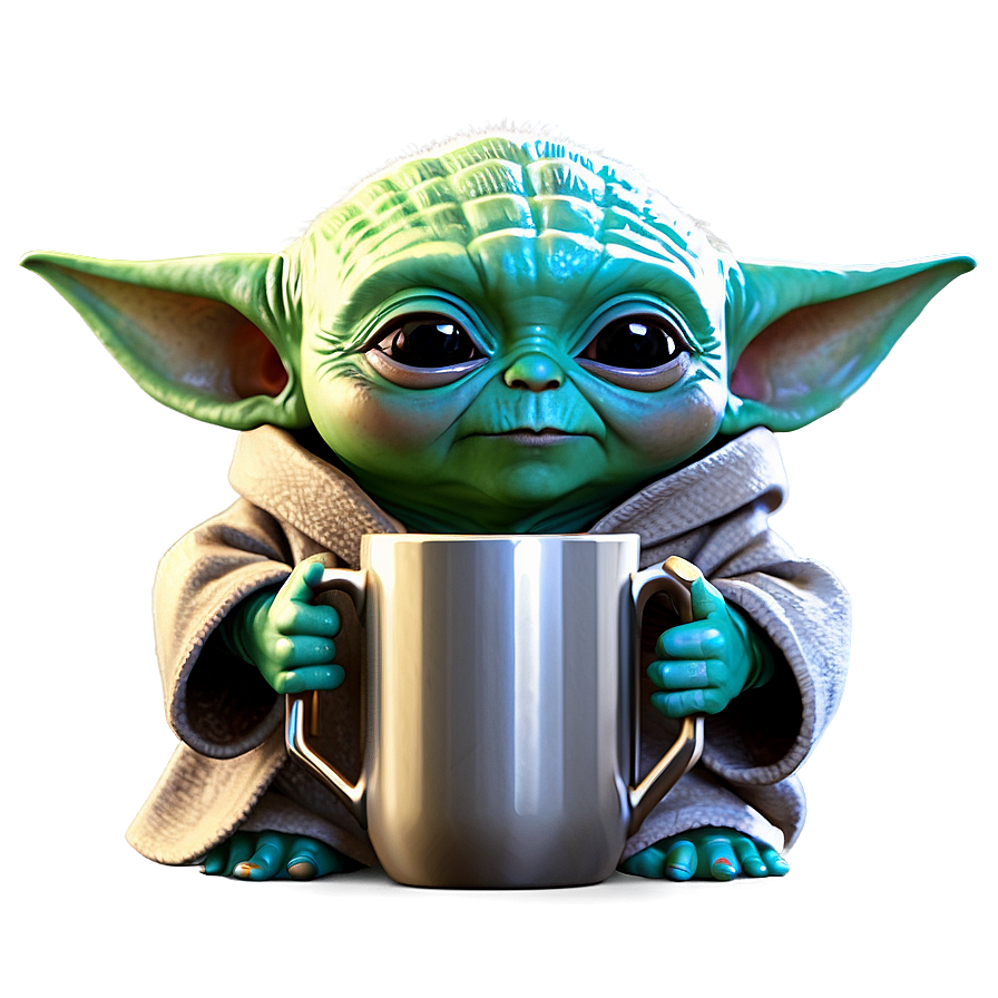 Baby Yoda with Cup PNG 78 PNG with transparent background
