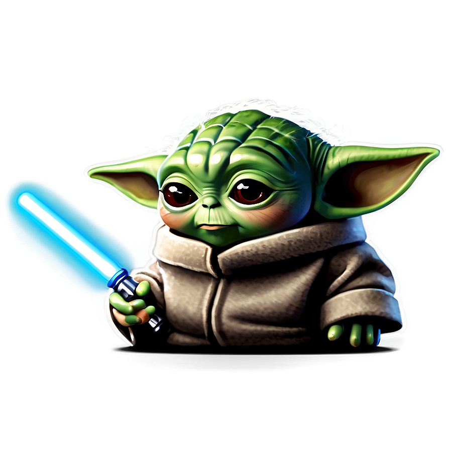 Baby Yoda With Lightsaber Cartoon Png 06252024