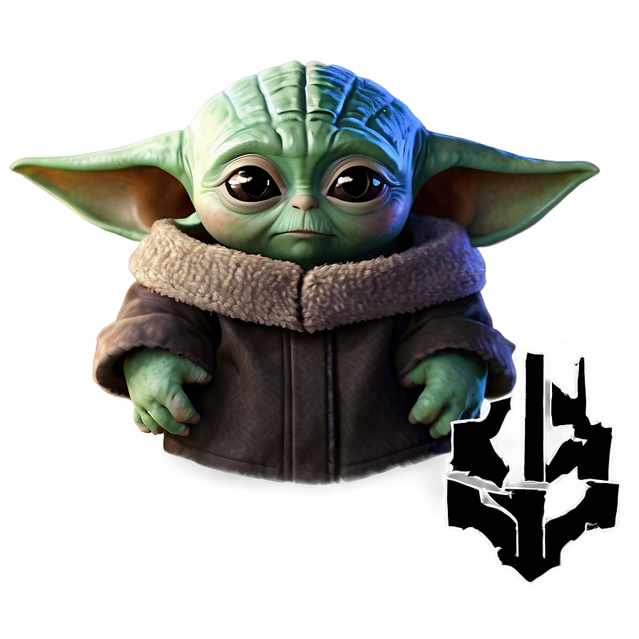 Baby Yoda With Mandalorian Sigil Png Bhm