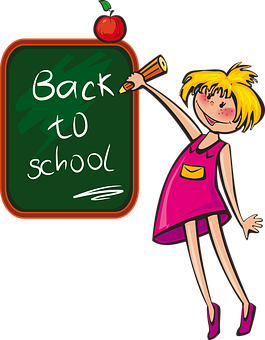 Backto School Cartoon Girl