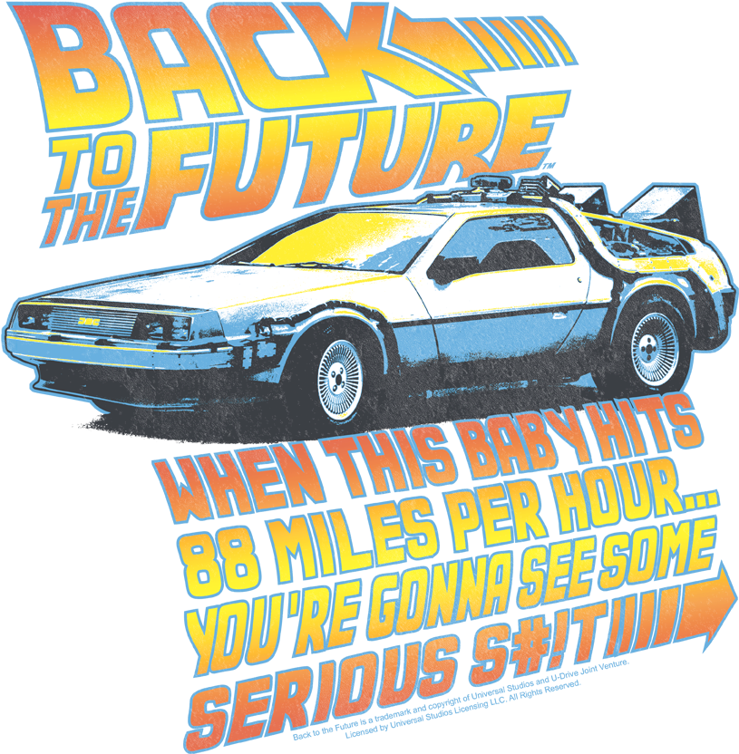 Backtothe Future De Lorean Time Travel Graphic PNG with transparent background