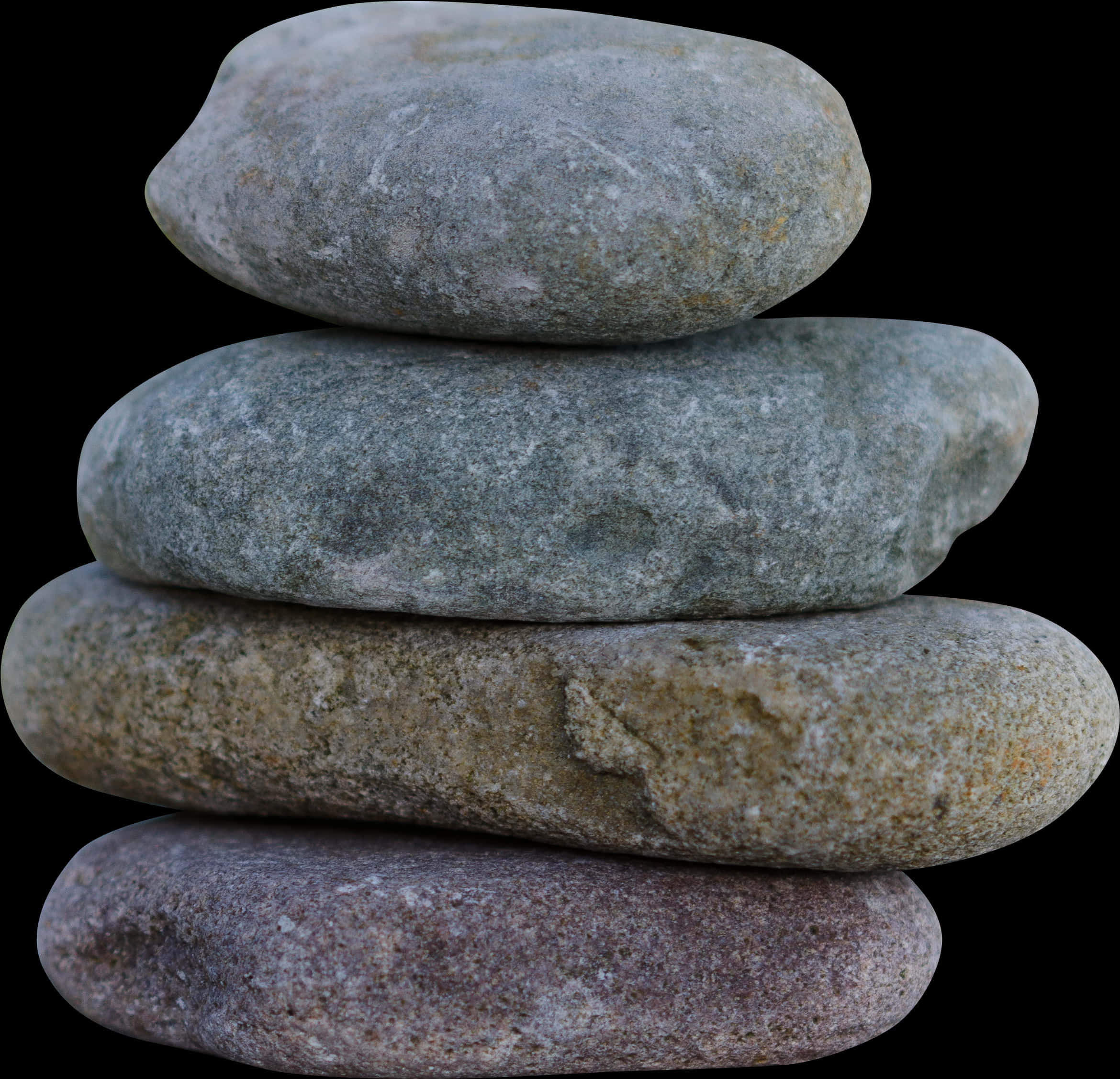 Balanced Stone Pile Black Background PNG with transparent background