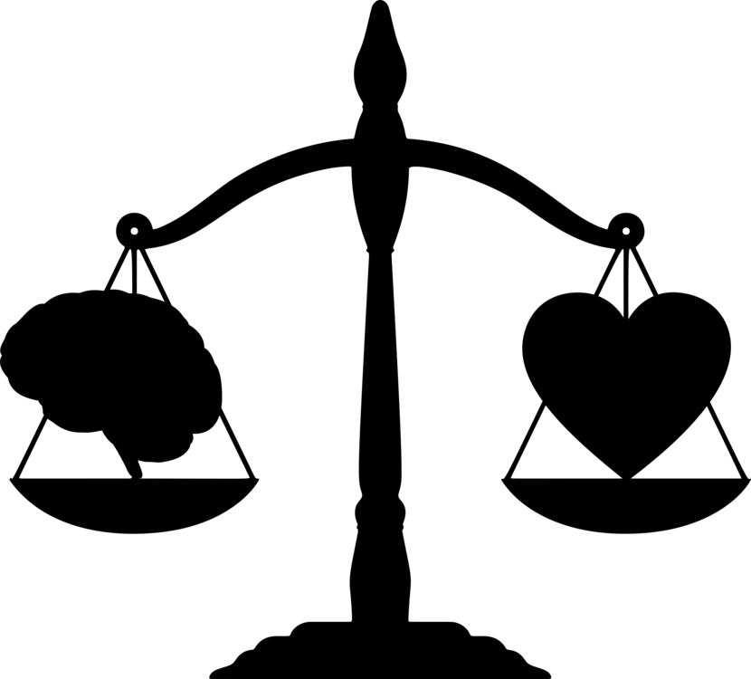 Balanceof Heartand Brain Silhouette PNG with transparent background