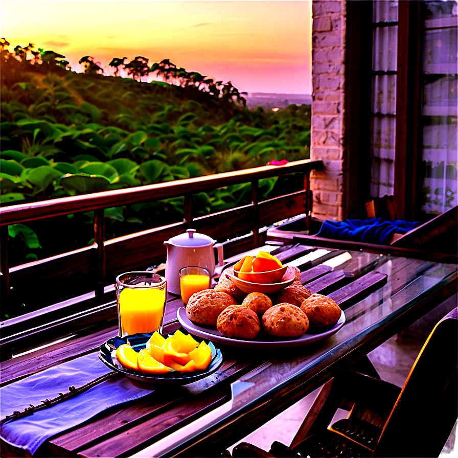 Balcony Sunrise Breakfast PNG 06272024 PNG with transparent background
