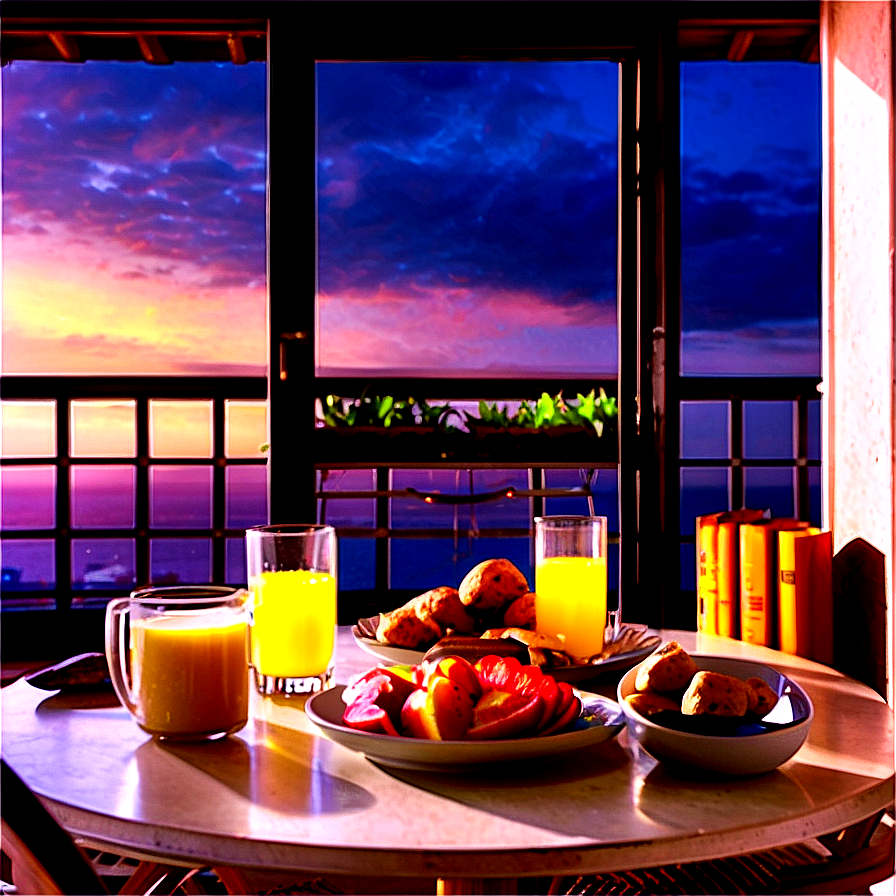 Balcony Sunrise Breakfast PNG 06272024 PNG with transparent background